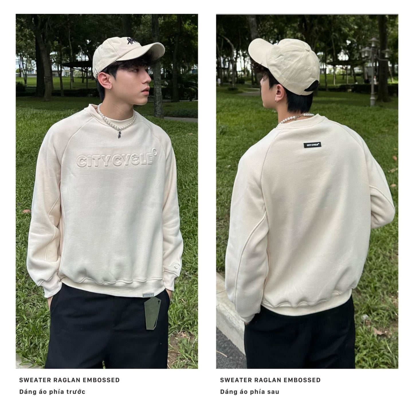 EMBOSSED RAGLAN SWEATER