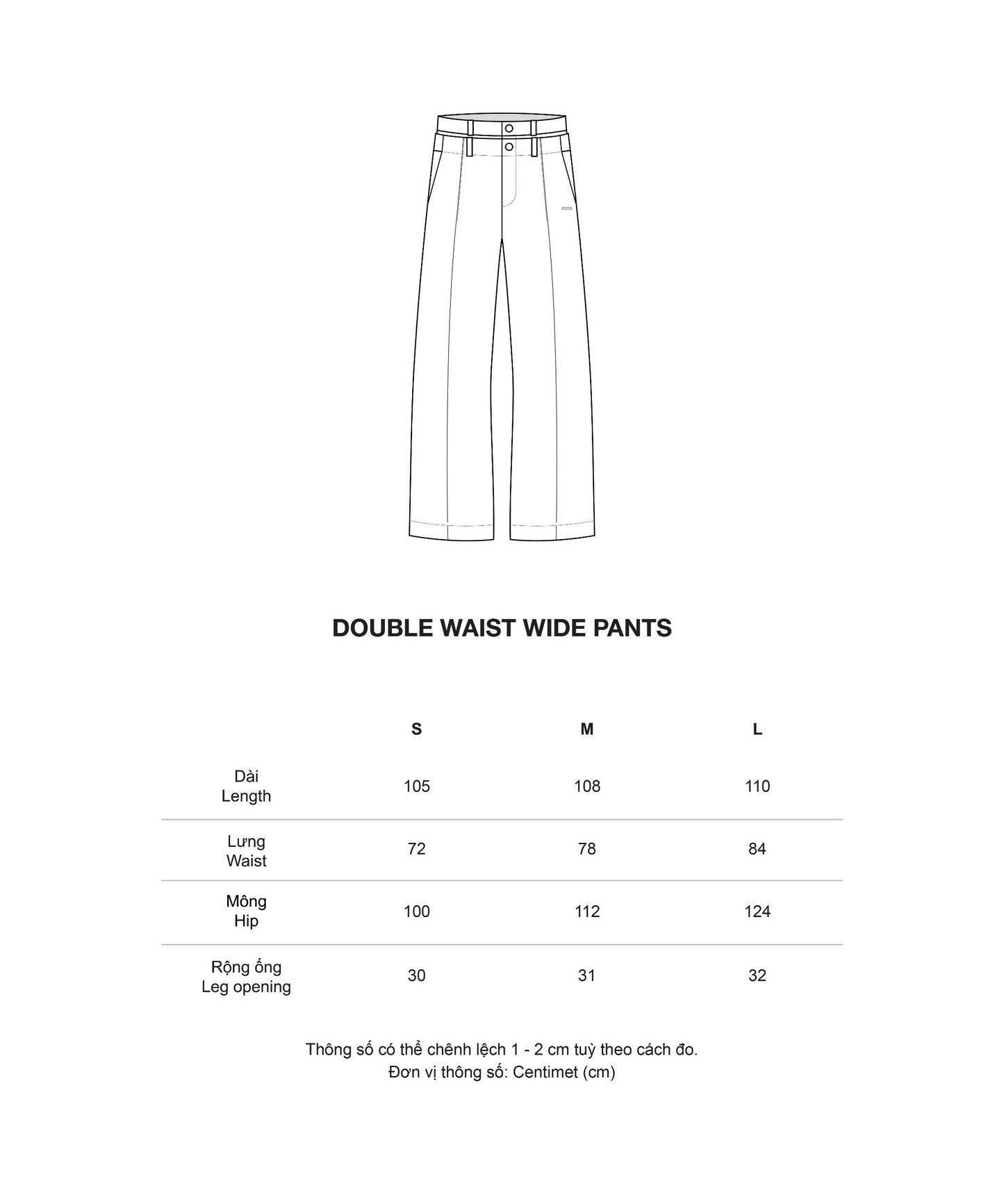 COUBLE WAIST WIDE PANTS