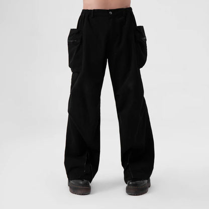 FLARED CARGO PANTS - BLACK