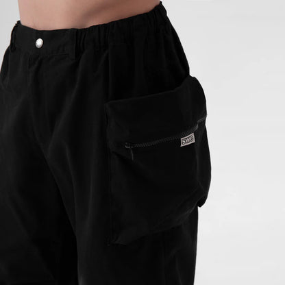 FLARED CARGO PANTS - BLACK